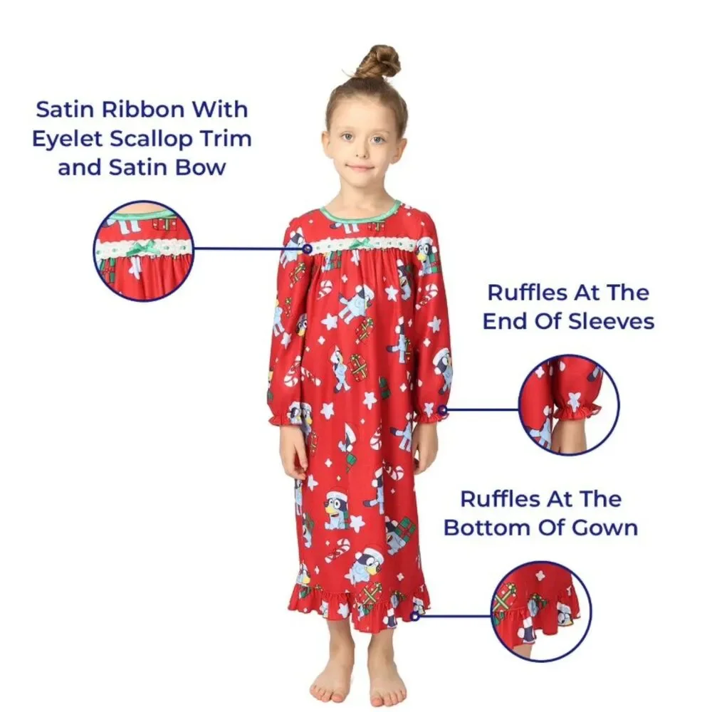 NEW Girls Sz 10 Christmas Holiday BLUEY Soft Comfy Night Gown